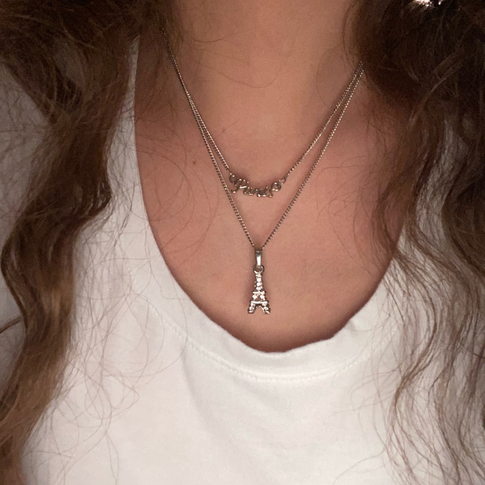 Layered silver necklace